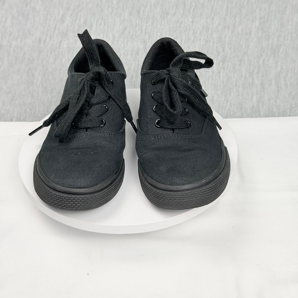 The Childrens Place Boys Canvas Sneakers Black Lace Up Low Top Shoes Size 1